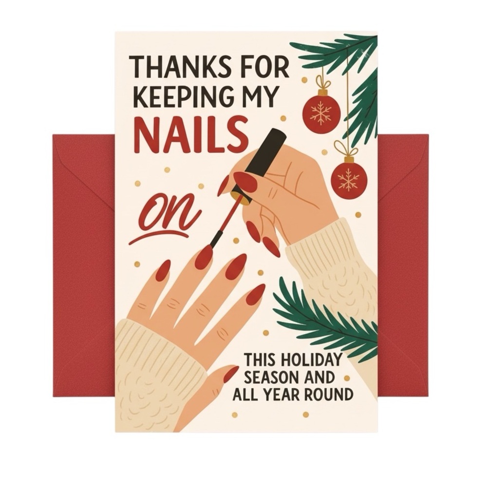 Nail Tech Holiday Thank You Card NWT